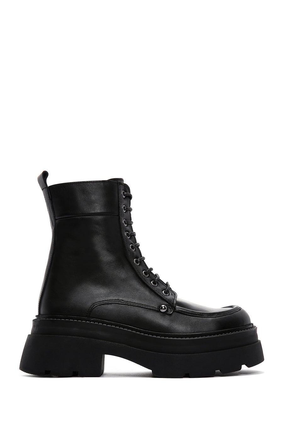 Women's Black Leather Zippered Thick Soled Boots 23WFD188418 | Derimod