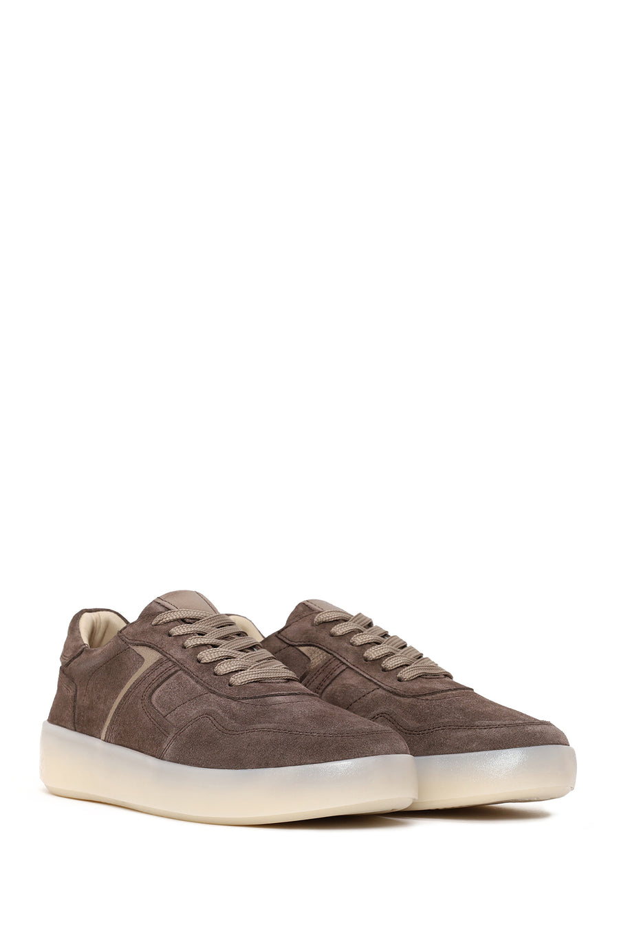 Woman Mink Lace-Up Suede Leather Sneaker