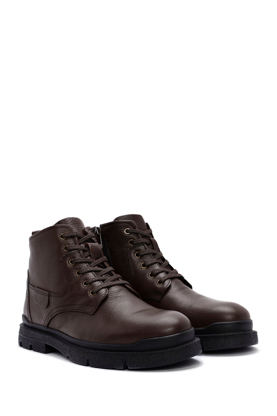 Male Brown Zip Closure Leather Casual Boots