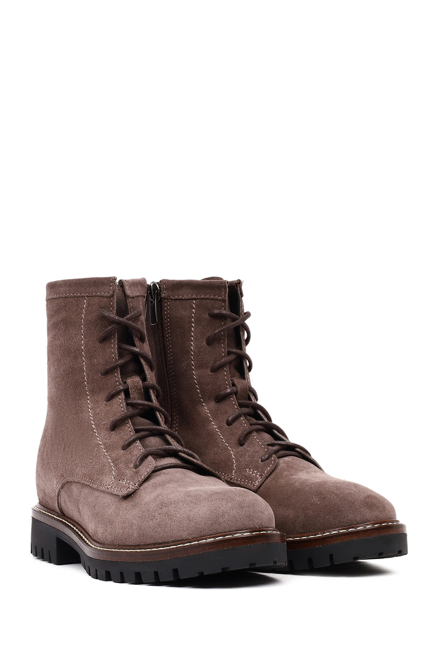 Women's Mink Zipper Thick Sole Suede Leather Ankle Boots