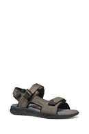 Geox Men's Gray U Spherica Ec5 B- Nbk Synt.Le Double Strap Fabric Sandals | Derimod