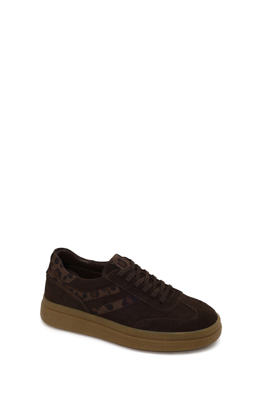 Woman Brown Lace-Up Suede Leather Sneaker