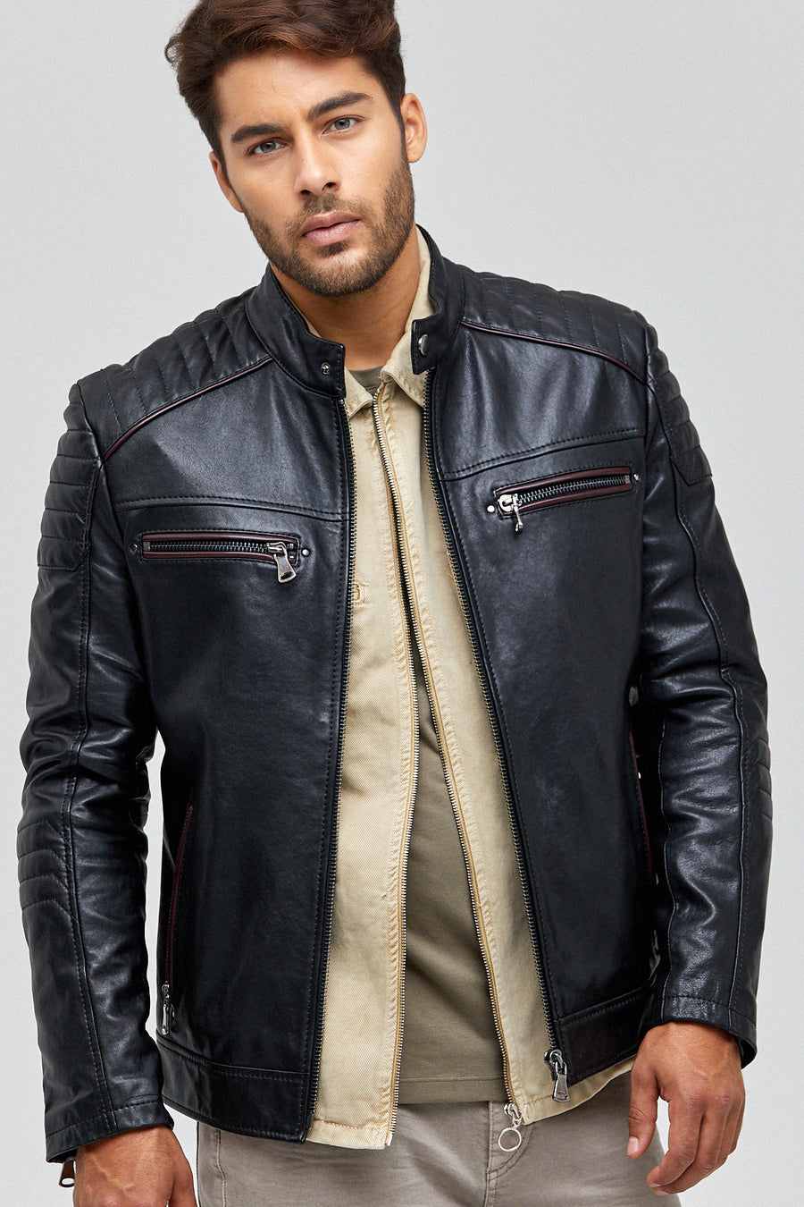 Jerebko Men's Leather Jacket 19WGD6342WL | Derimod