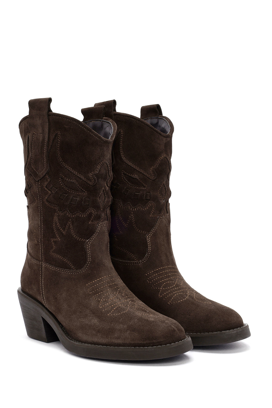 Women's Brown Suede Leather Cowboy Boots