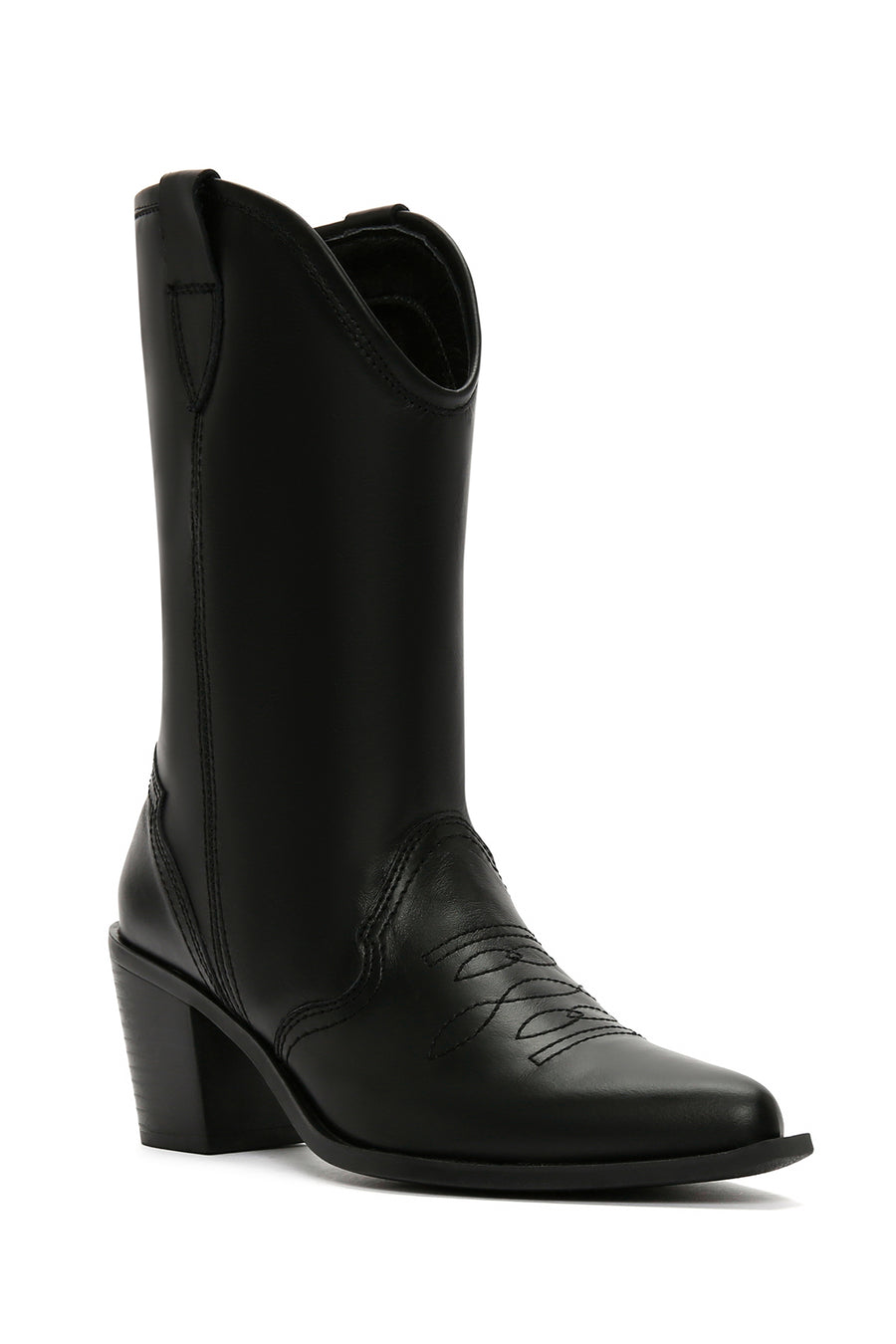 Women's Black Leather Cowboy Boots