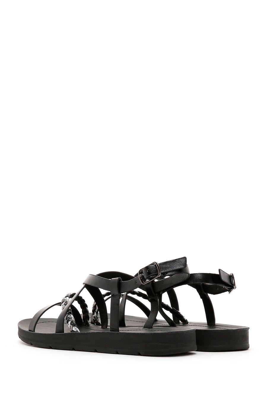 Women's Black Knit Detailed Sandals