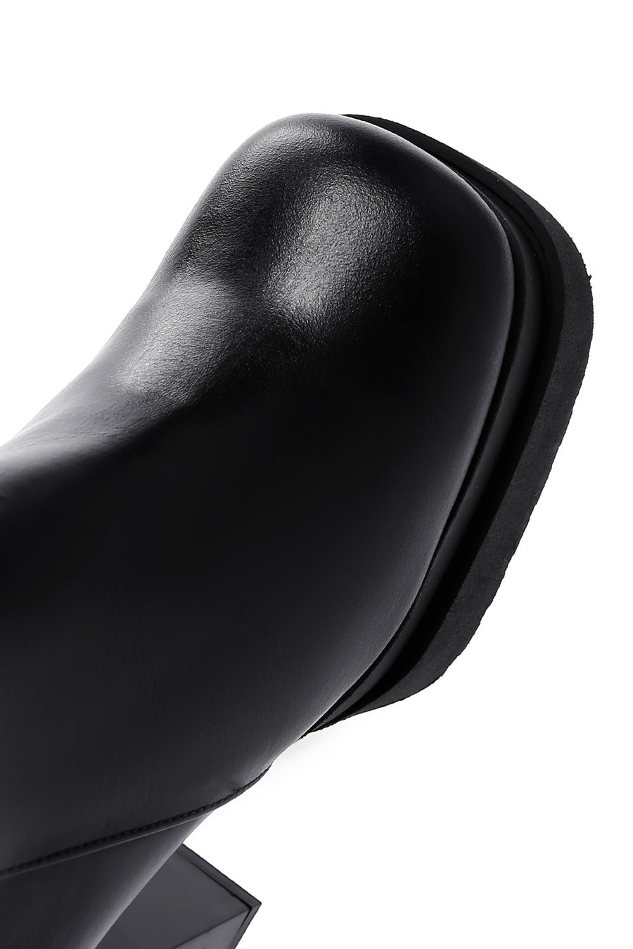 Women's Black Leather Platform High Heel Boots