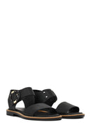 Women's Black Leather Ankle Buckle Sandals | Derimod