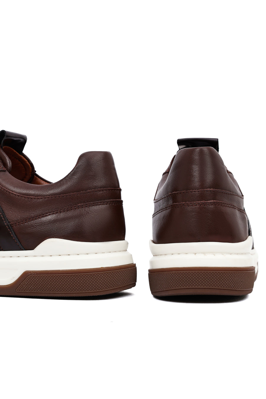 Men's Brown Lace-Up Leather Sneakers