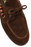Women's Brown Suede Leather Loafer with Accessory Details | Derimod