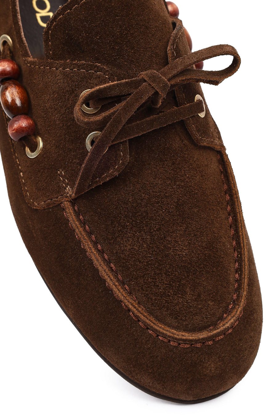 Women's Brown Suede Leather Loafer with Accessory Details