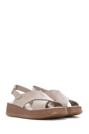 Women's Mink Strapped Thick Soled Leather Comfort Sandals | Derimod