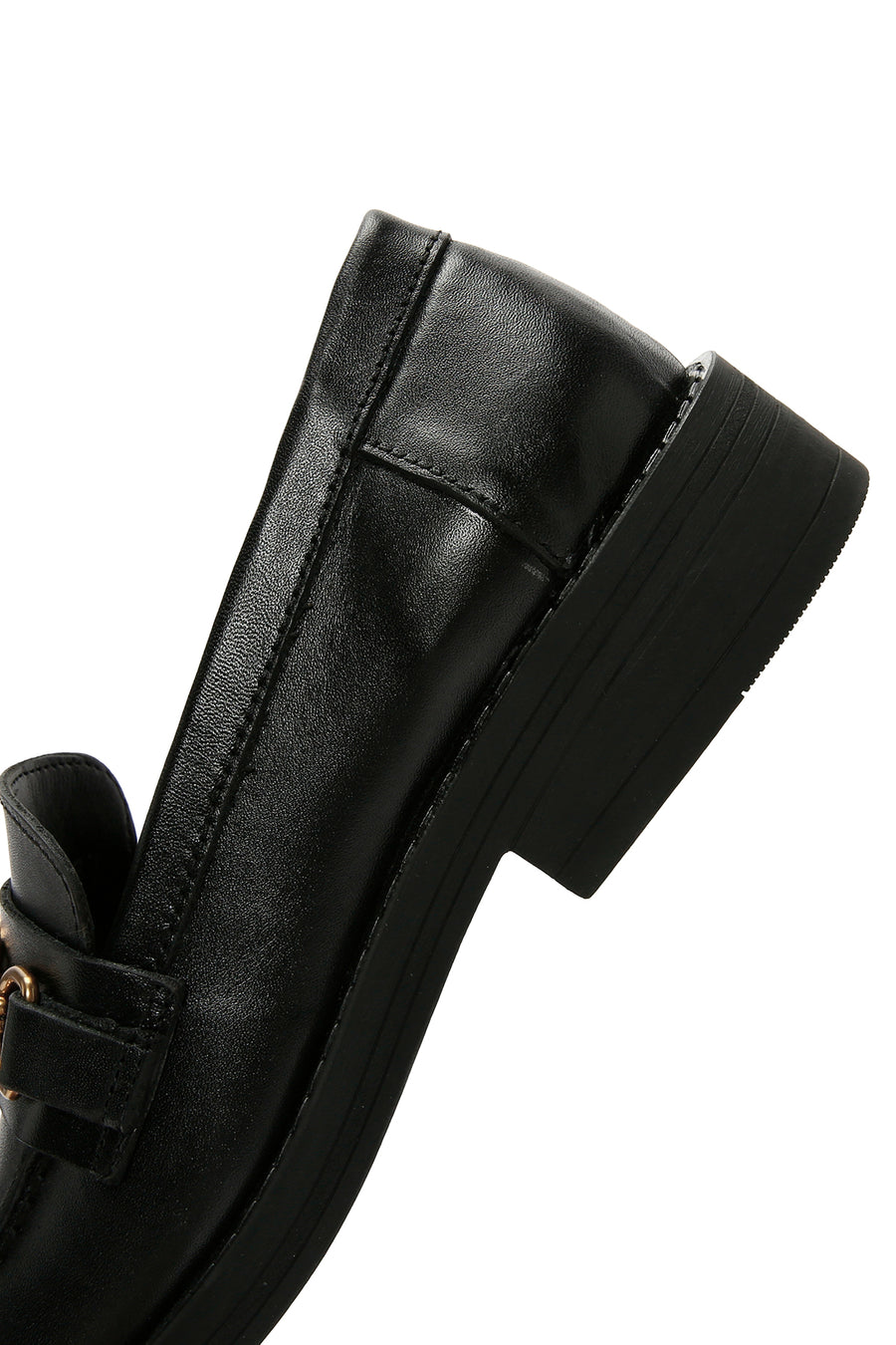 Women's Black Buckle Detailed Leather Masculine Loafer