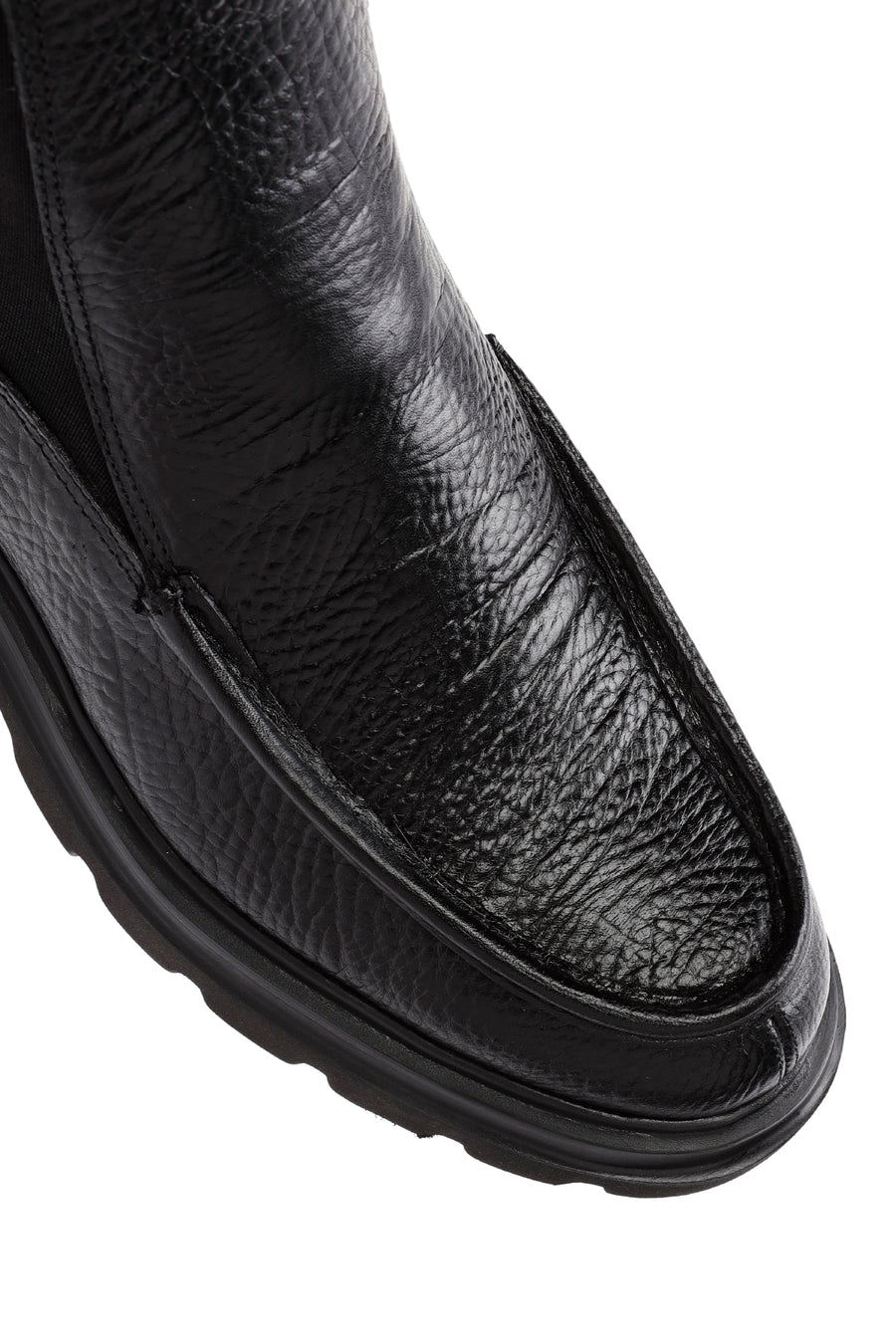 Men's Black Leather Casual Chelsea Boots