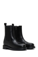 Women's Black Leather Zippered Chelsea Boots | Derimod