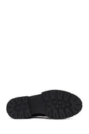 Woman Black Zippered Thick Sole Leather Postal Boots | Derimod