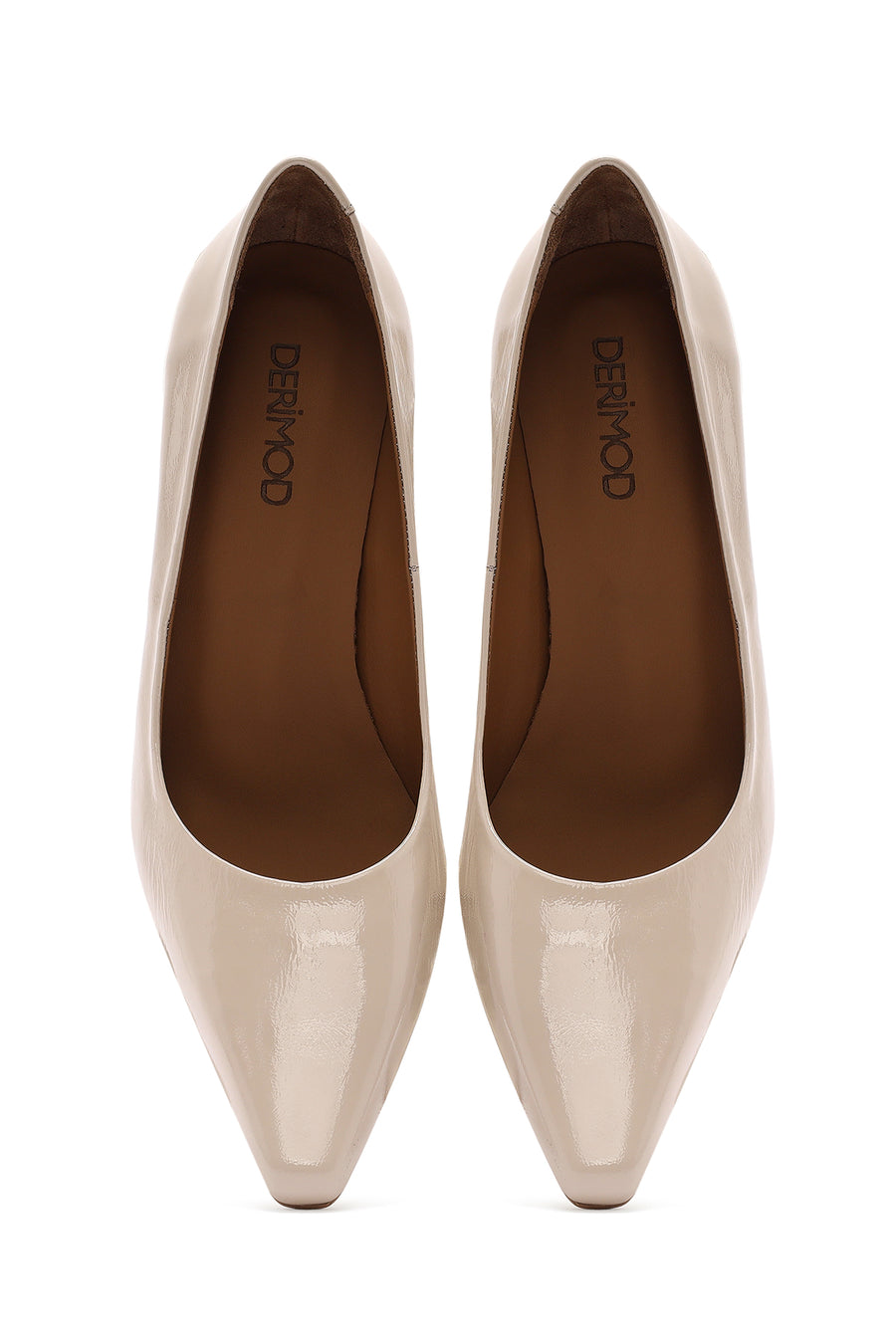 Women's Beige Heeled Patent Leather Stiletto
