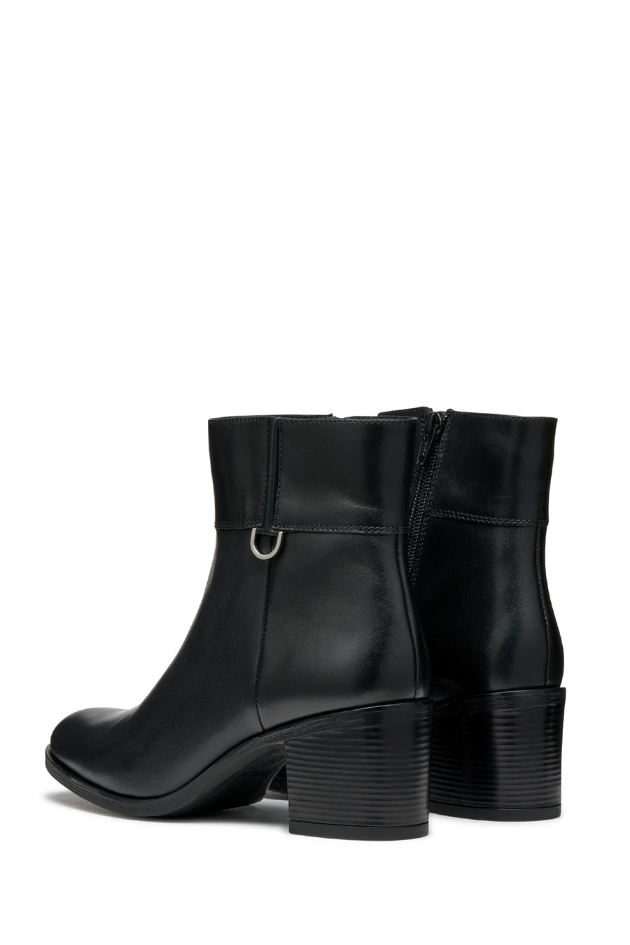 Geox Women's Black New Asheel Zippered Thick Heel Leather Boots