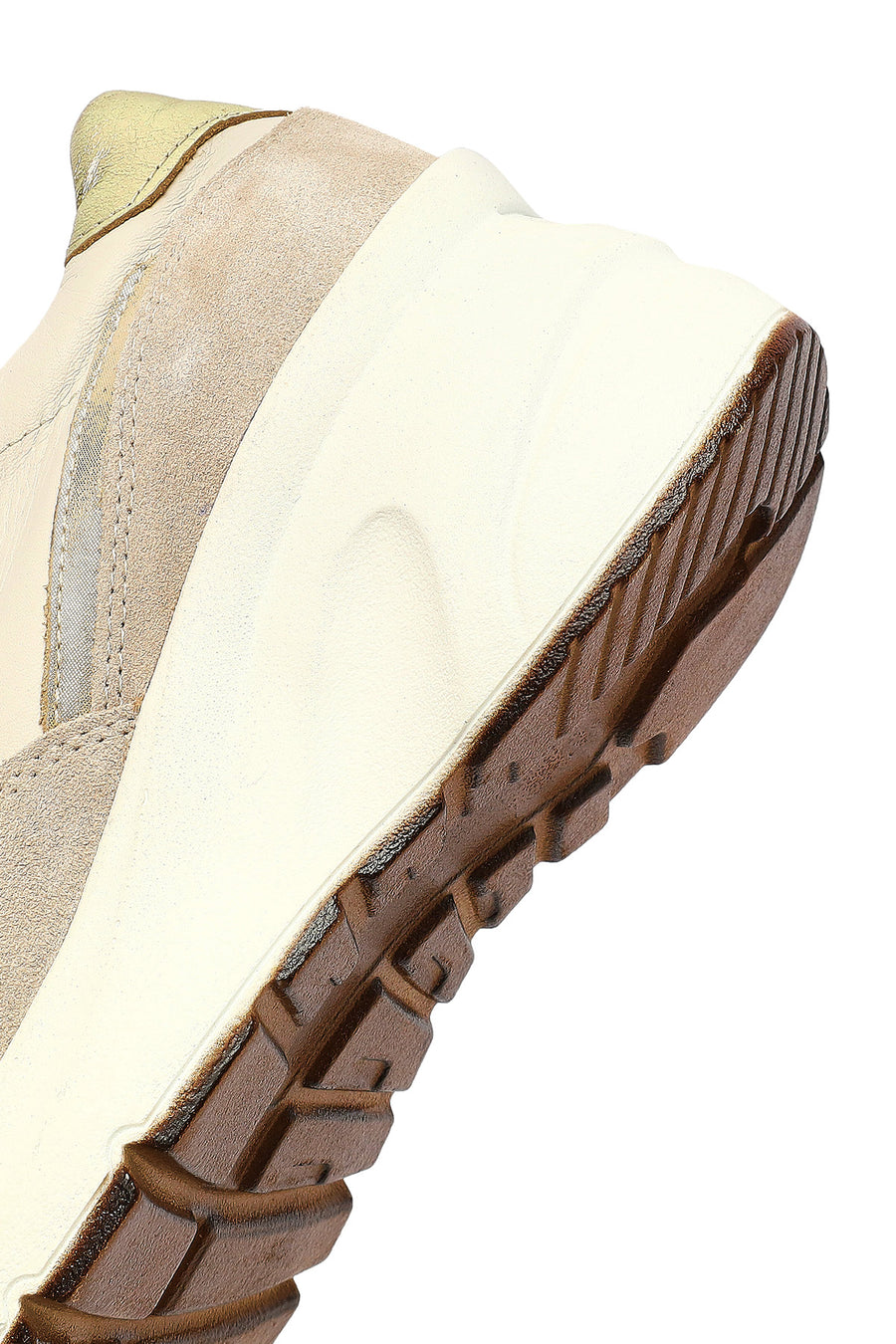 Woman Beige Lace-Up Zipper Detailed Wedge Heels Leather Sneakers