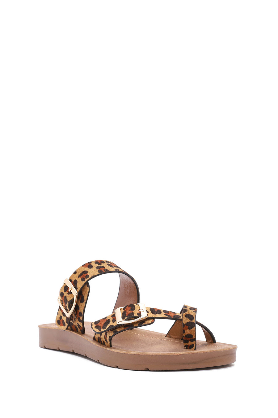 Women's Leopard Patterned Suede Flip Flops