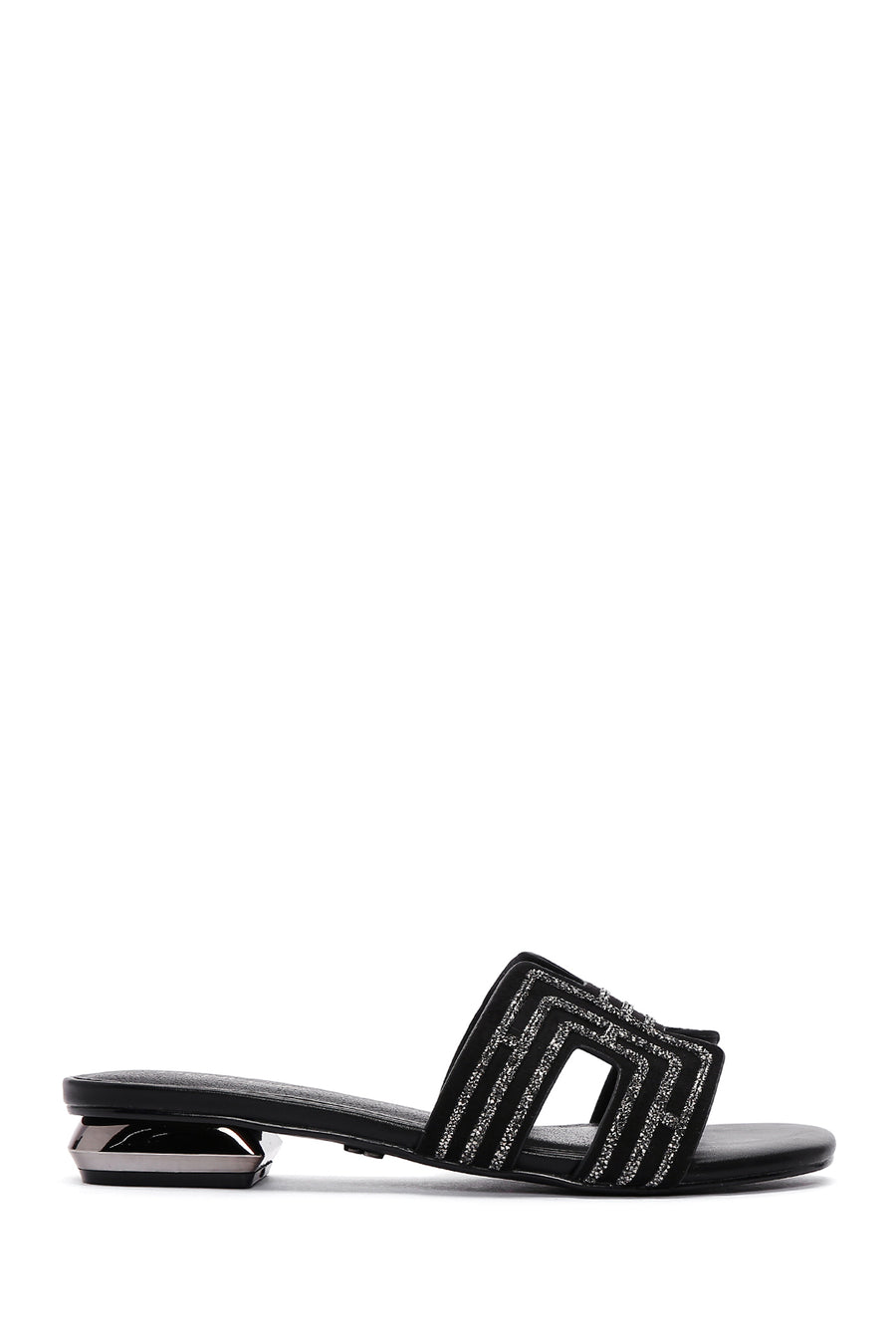 Women's Black Stone Slippers 25SFD440014 | Derimod
