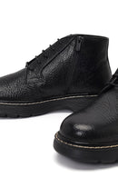 Men's Black Lace-Up Zipper Leather Casual Boot | Derimod