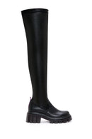Women's Black Thick Soled Leather Boots | Derimod