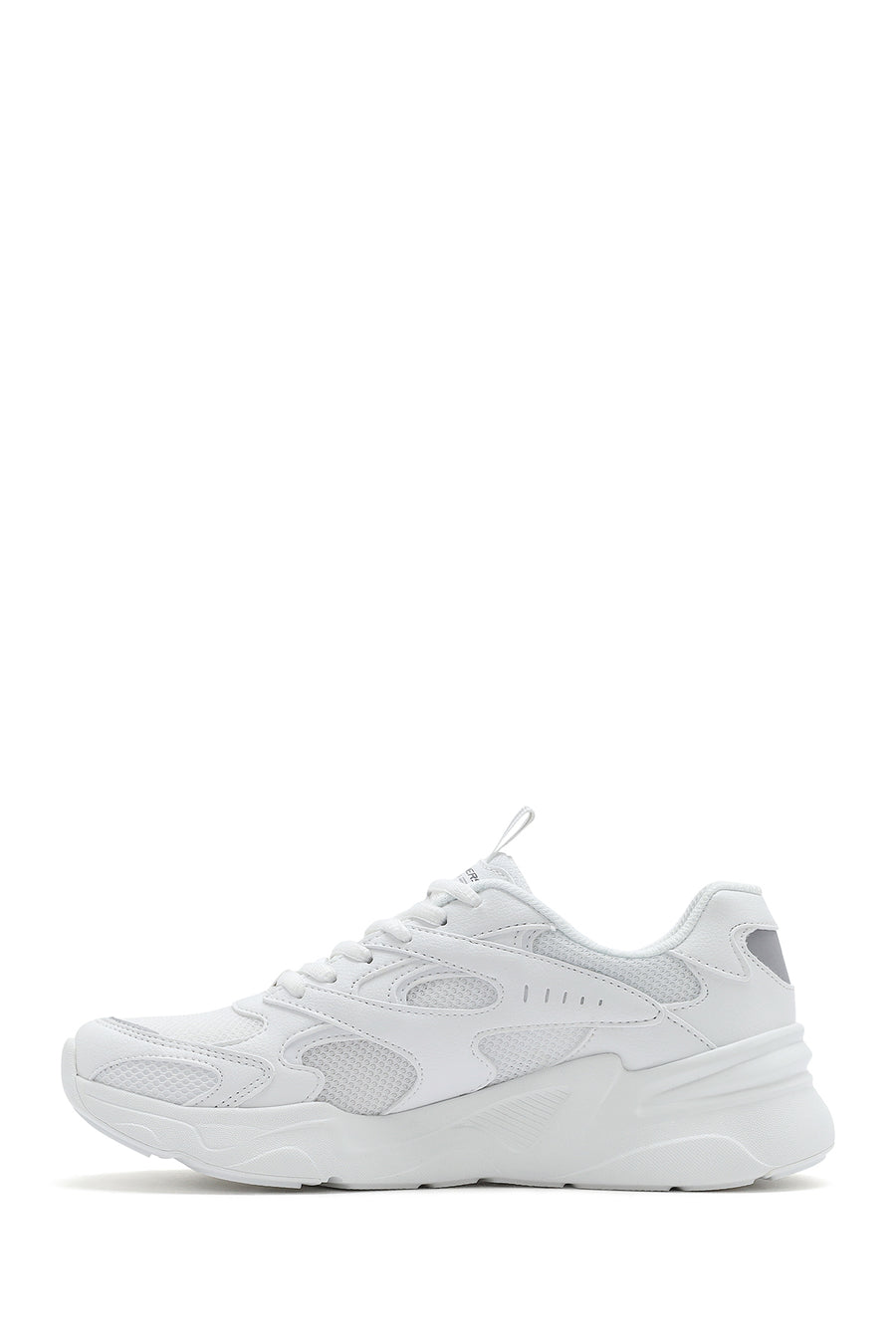 Skechers Women's White Bobs Bamina Lace-Up Chunky Sole Fabric Sneakers