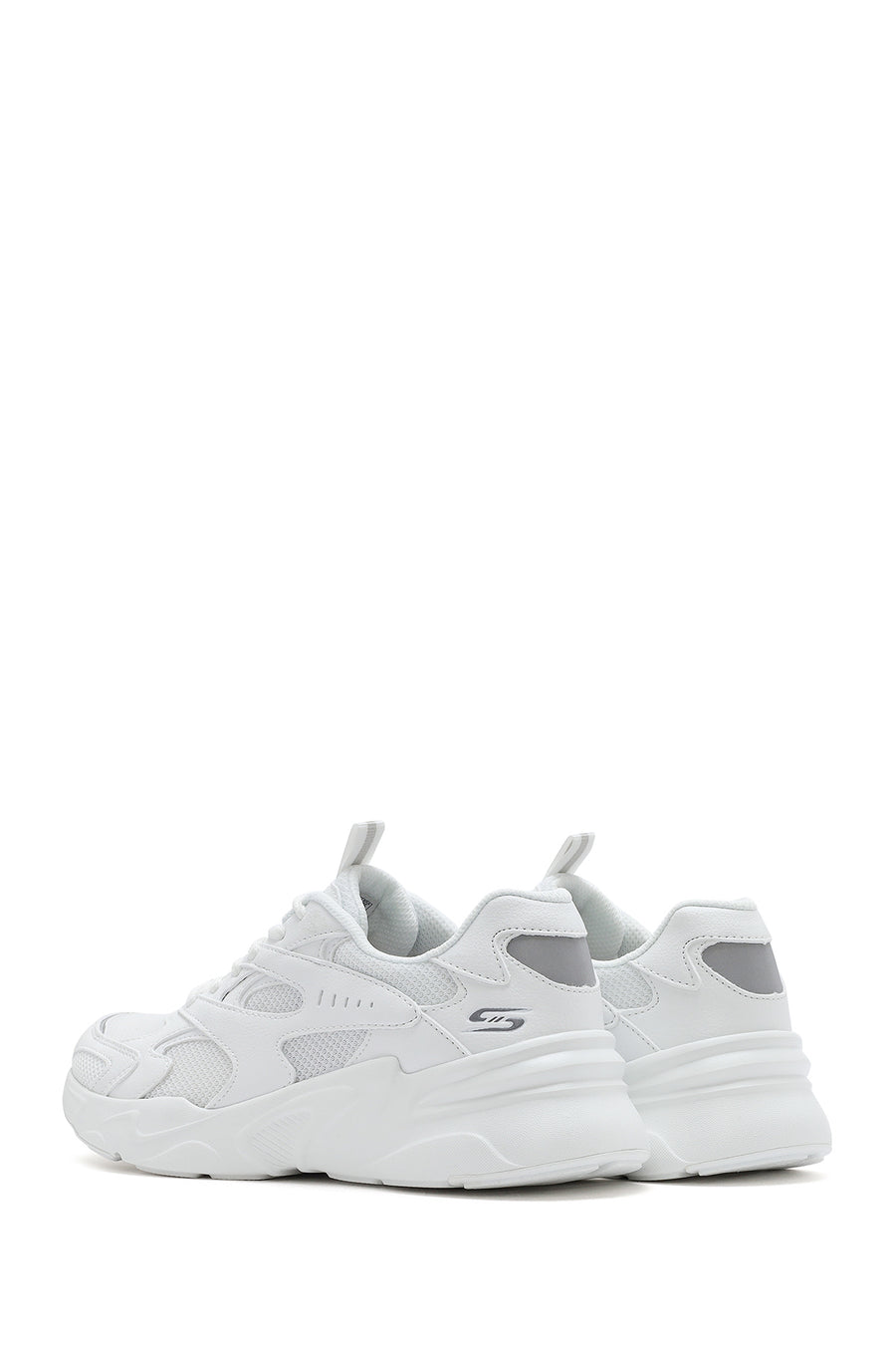 Skechers Women's White Bobs Bamina Lace-Up Chunky Sole Fabric Sneakers
