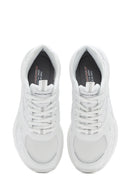 Skechers Women's White Bobs Bamina Lace-Up Chunky Sole Fabric Sneakers | Derimod