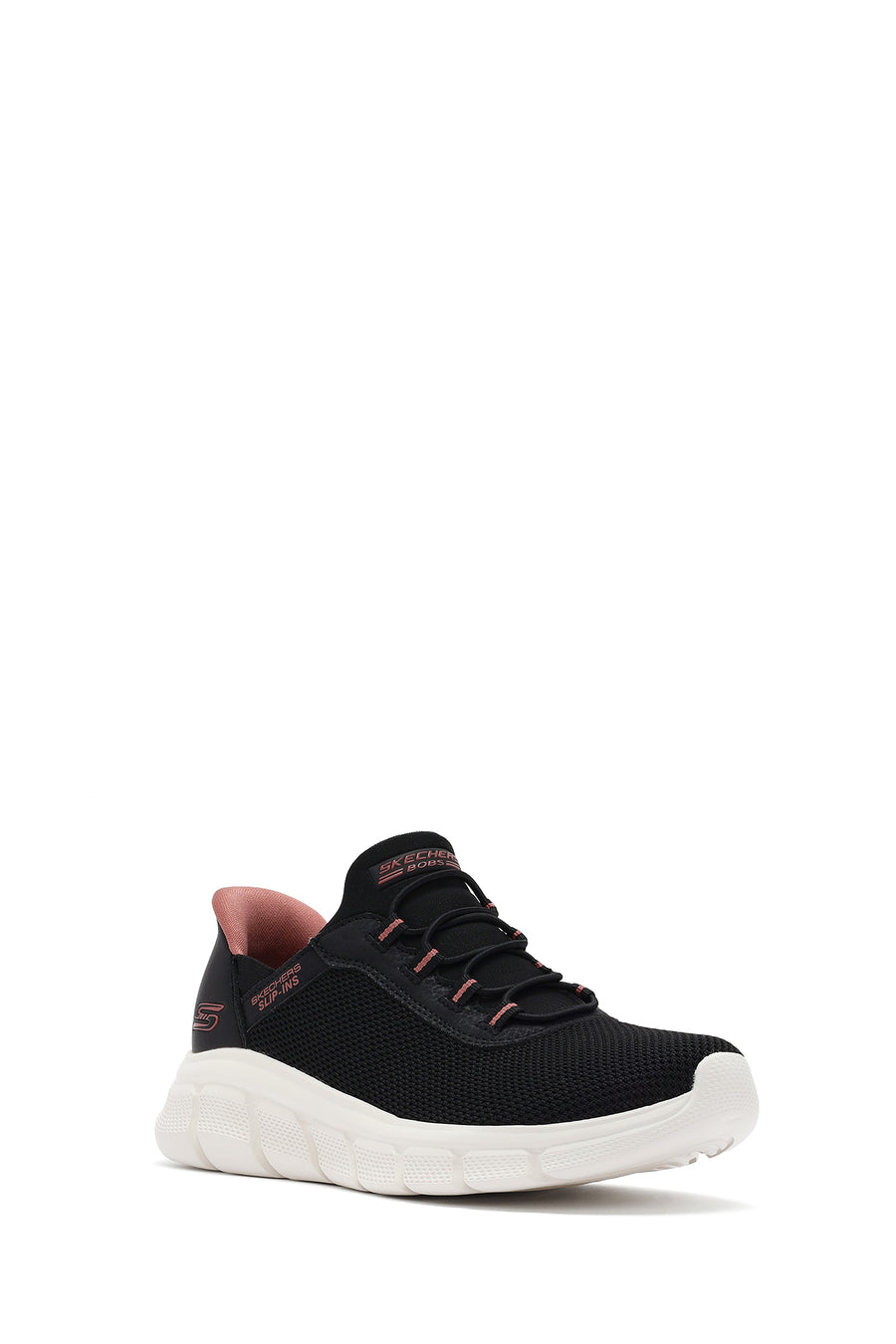Skechers Women's Black Bobs B Flex - Fan Fav Chunky Sole Fabric Sneakers