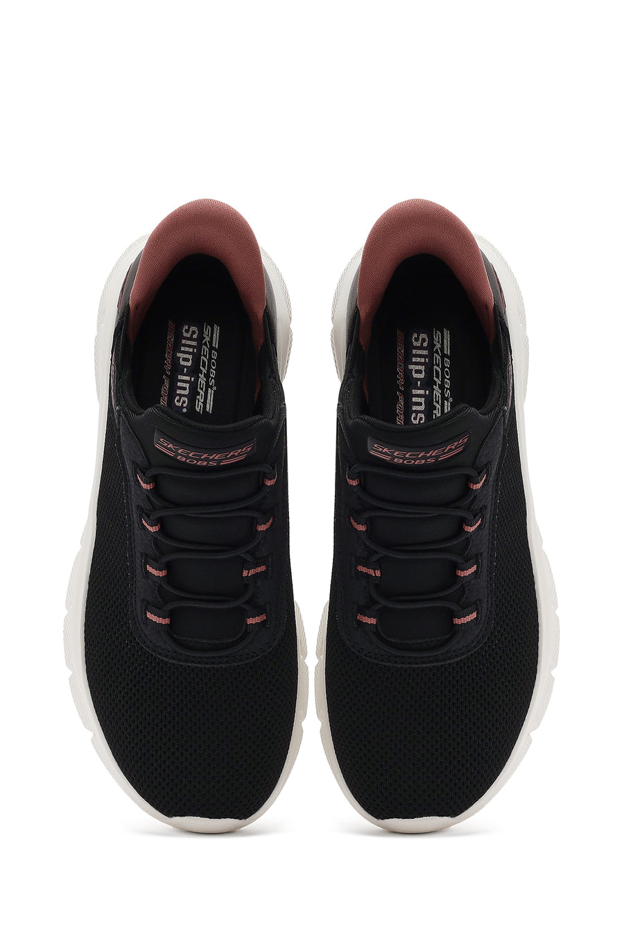 Skechers Women's Black Bobs B Flex - Fan Fav Chunky Sole Fabric Sneakers