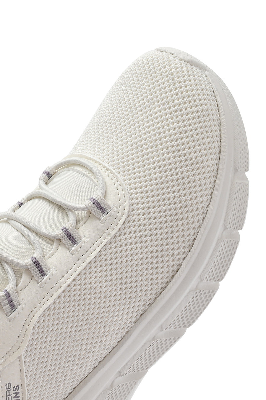 Skechers Women's White Bobs B Flex - Fan Fav Chunky Sole Fabric Sneakers