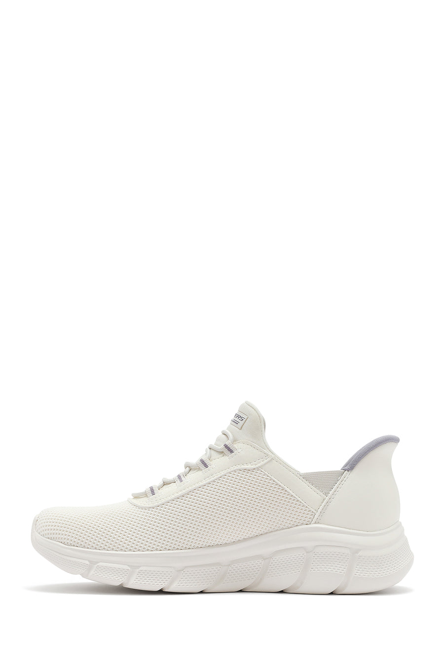 Skechers Women's White Bobs B Flex - Fan Fav Chunky Sole Fabric Sneakers