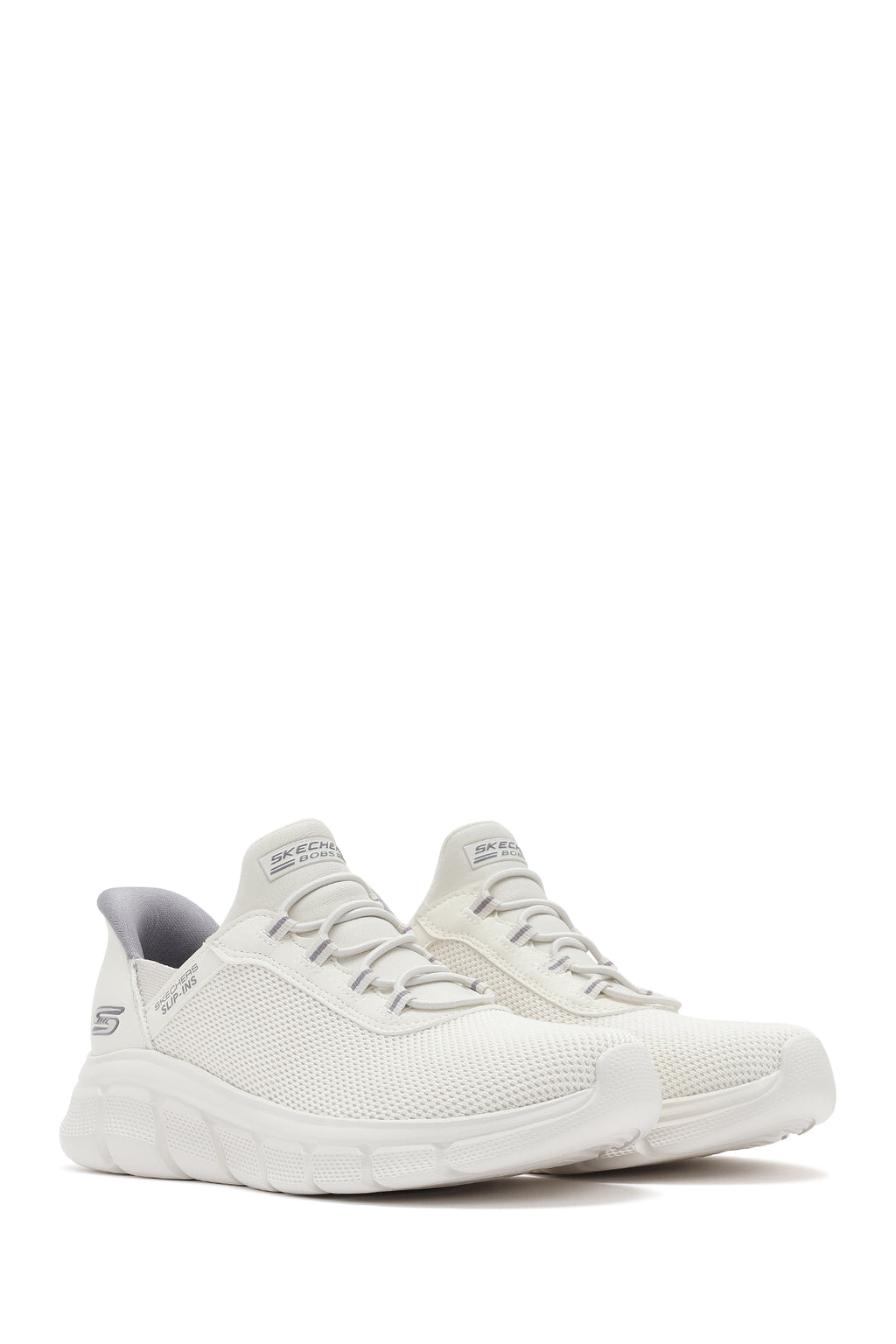 Skechers Kadın Beyaz Bobs B Flex - Fan Fav Kalın Tabanlı Kumaş Sneaker