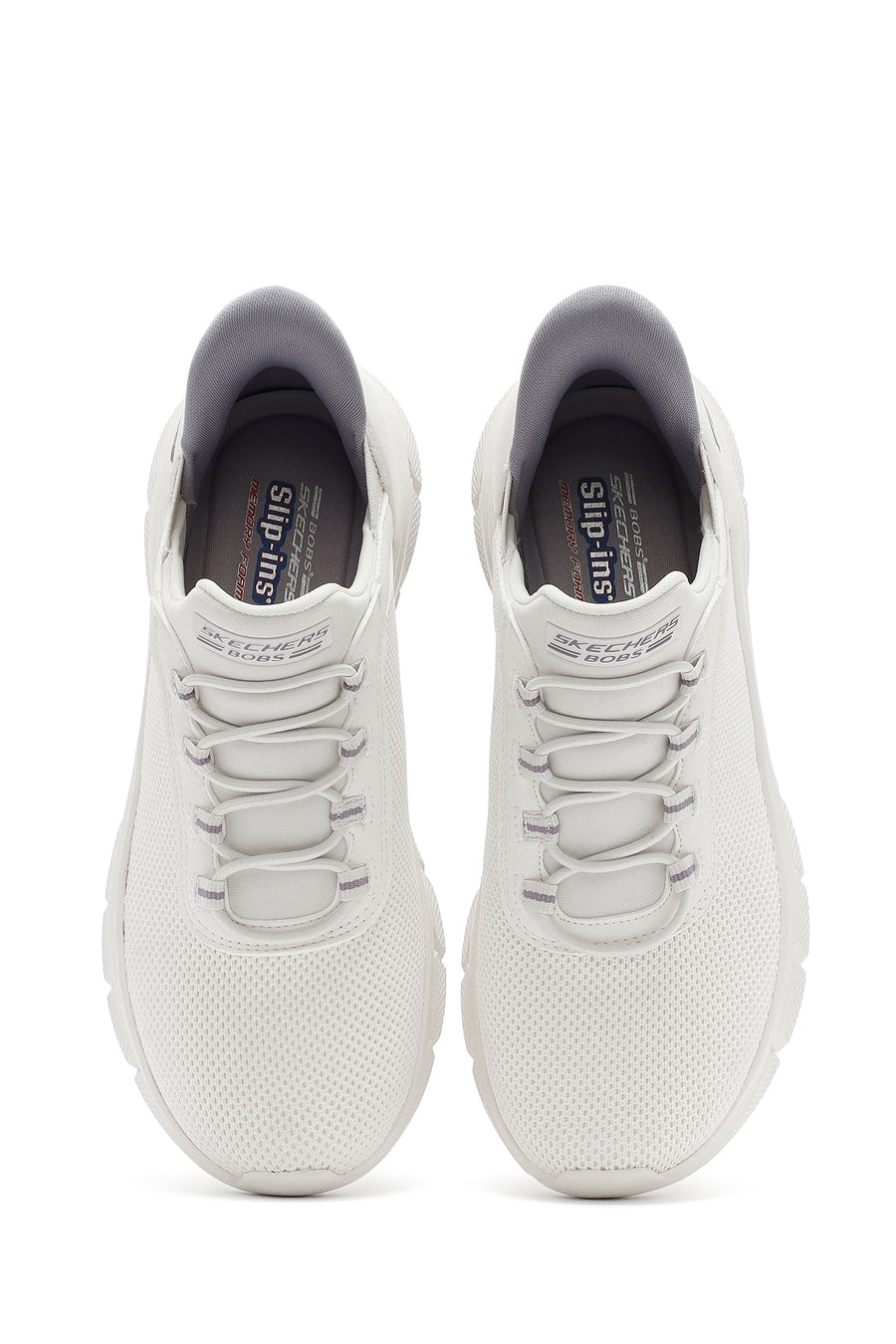 Skechers Women's White Bobs B Flex - Fan Fav Chunky Sole Fabric Sneakers