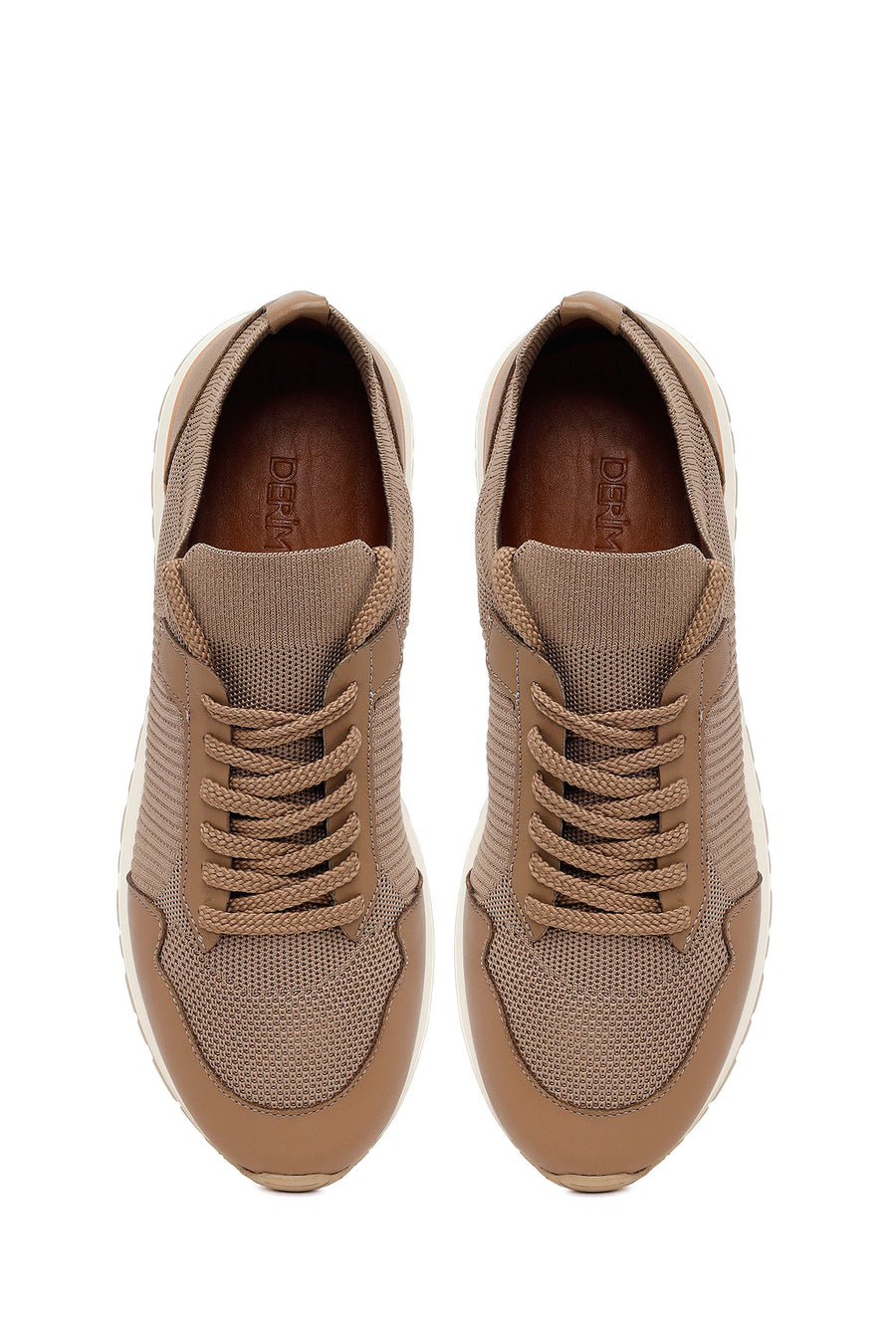 Erkek Vizon Bağcıklı Kumaş Sneaker