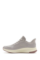 Skechers Men's Beige Bobs Squad 4 Lace-Up Chunky Sole Fabric Sneakers | Derimod