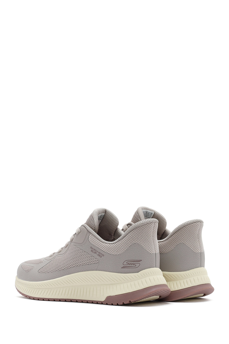 Skechers Men's Beige Bobs Squad 4 Lace-Up Chunky Sole Fabric Sneakers