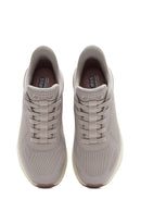 Skechers Men's Beige Bobs Squad 4 Lace-Up Chunky Sole Fabric Sneakers | Derimod