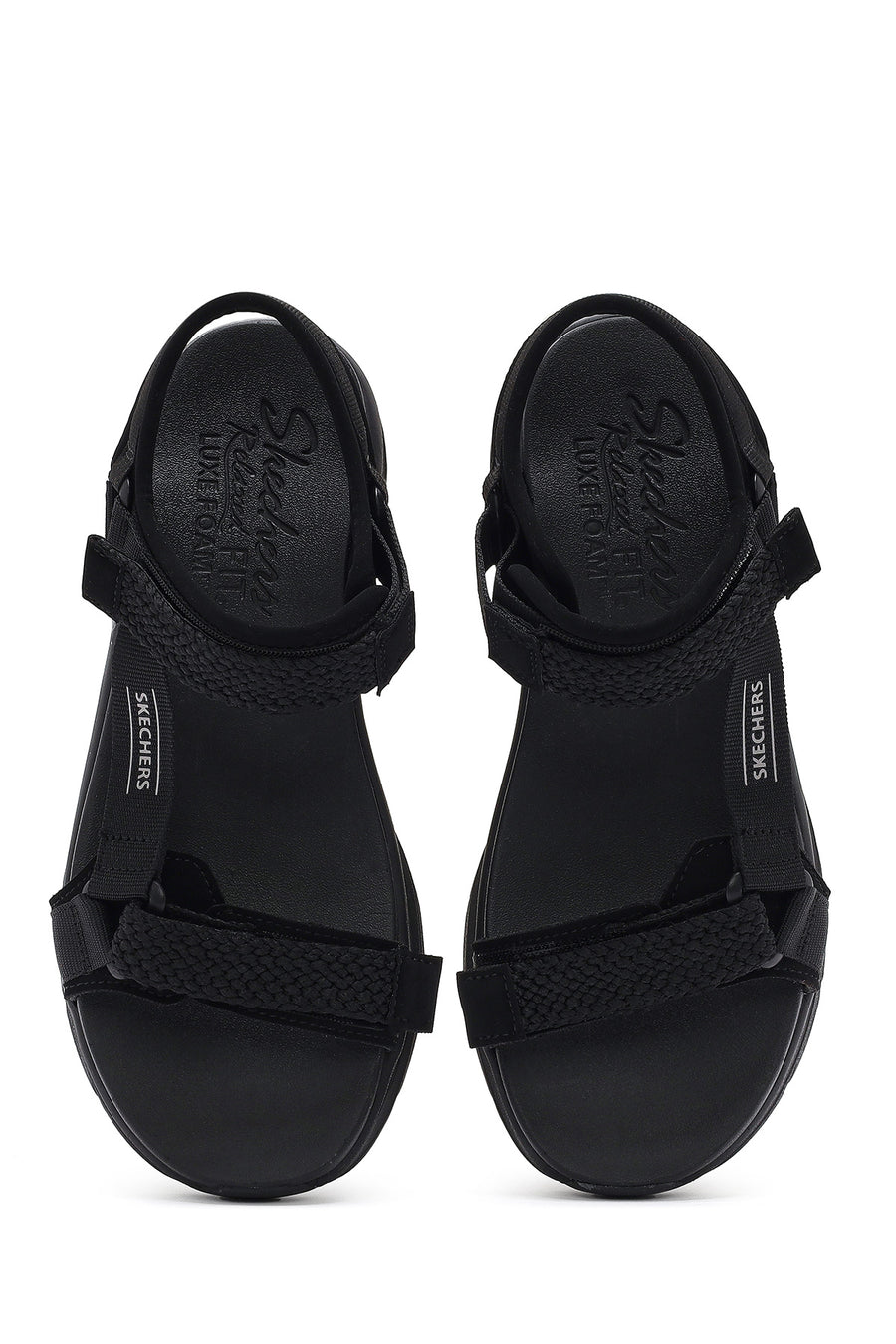Skechers Women's Black D'lux Walker - Pretty Field Chunky Sole Sandal