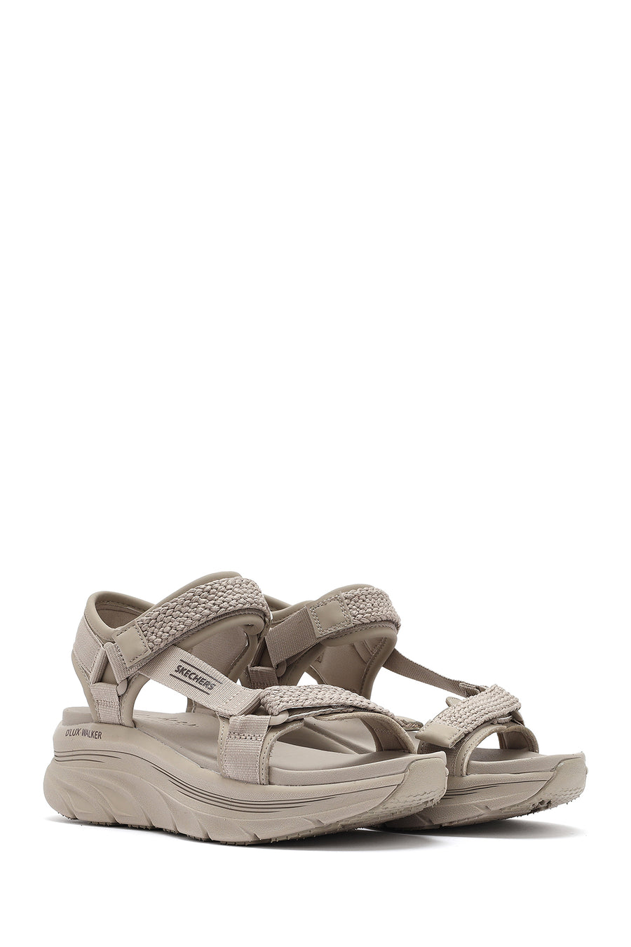 Skechers Women's Beige D'lux Walker - Pretty Field Chunky Sole Sandal
