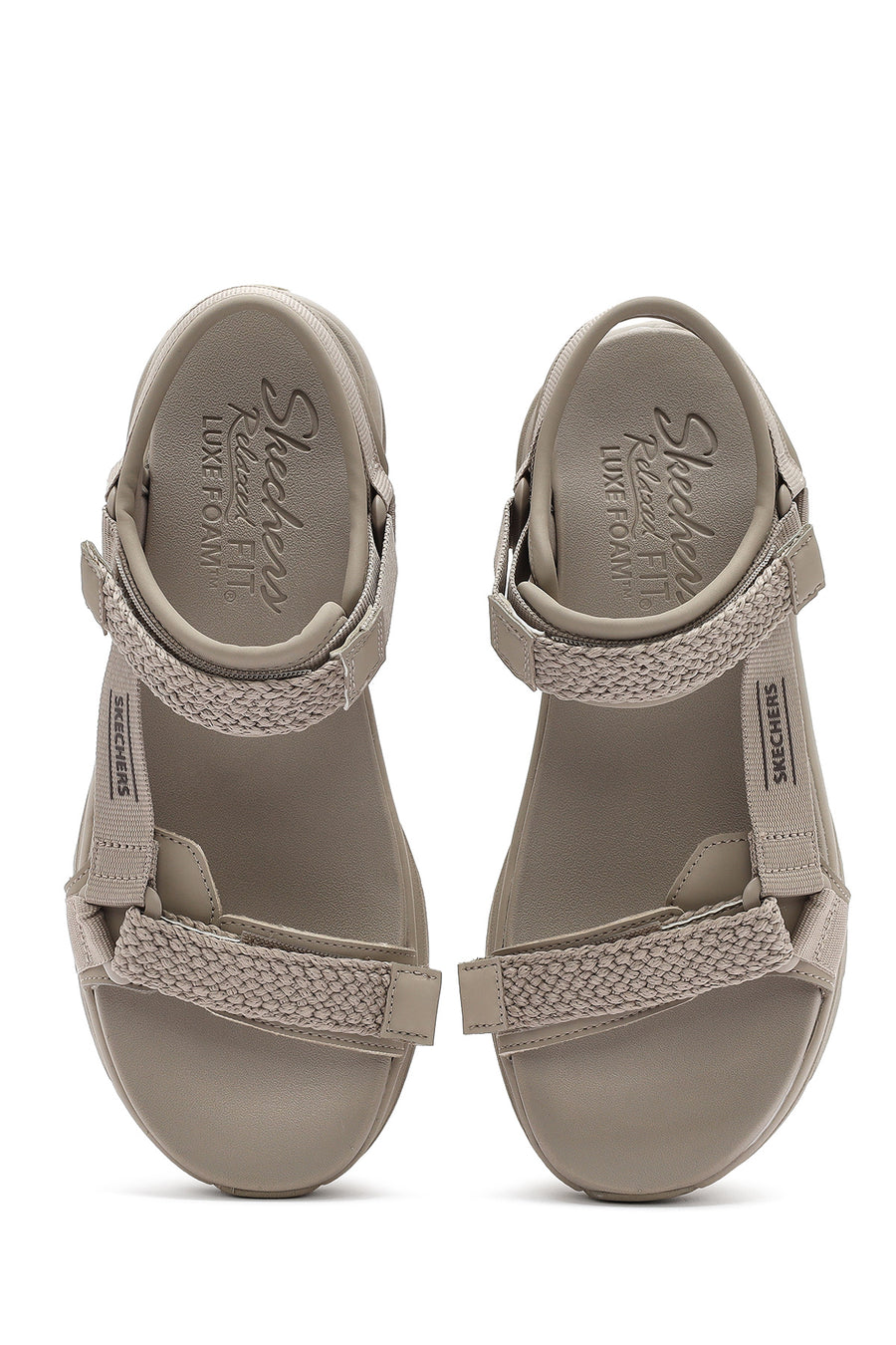 Skechers Women's Beige D'lux Walker - Pretty Field Chunky Sole Sandal
