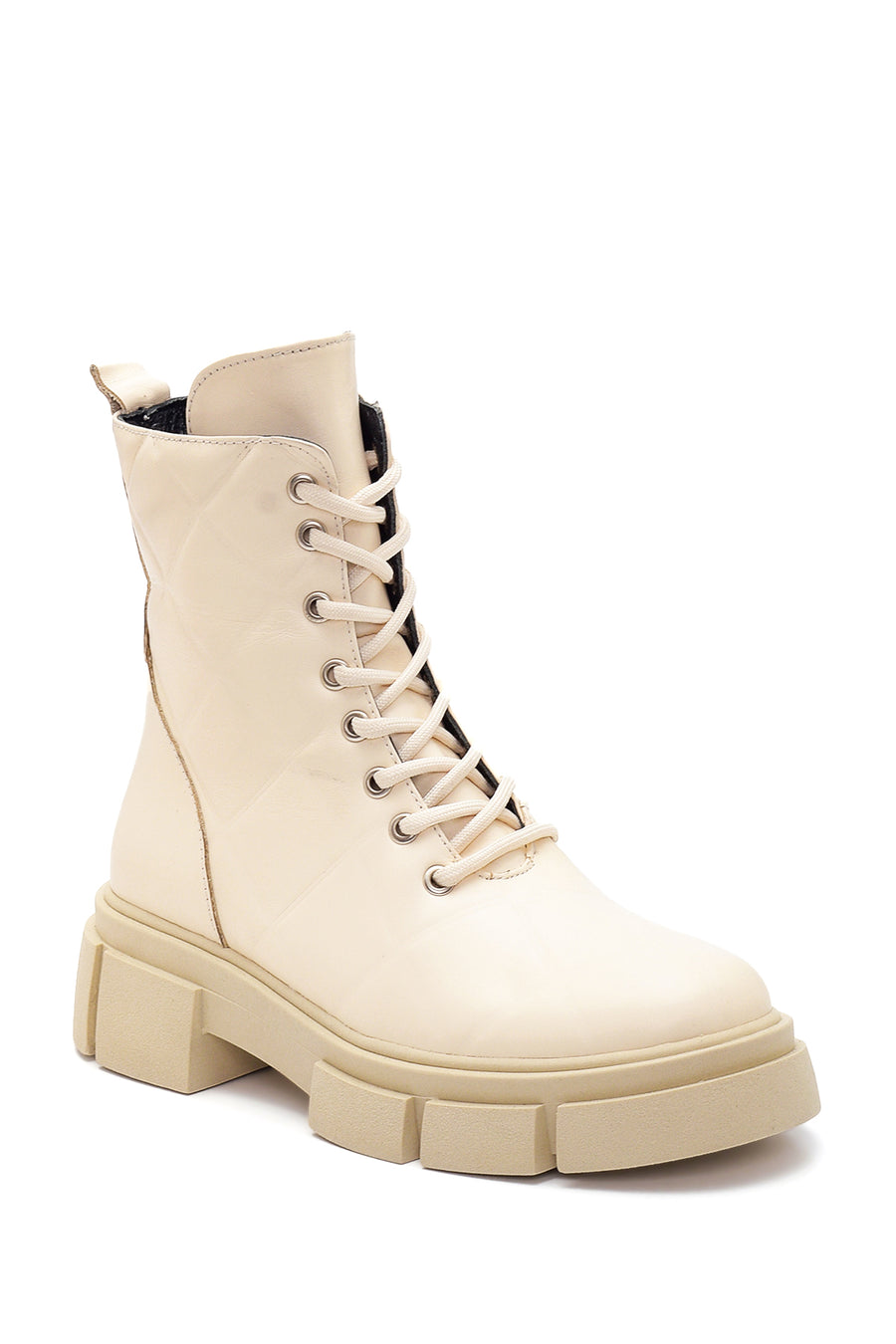 Women's Beige Leather Boots
