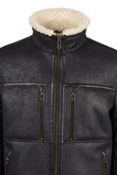 Zermatt Male Black Mandarin Collar Teddy Jacket | Derimod