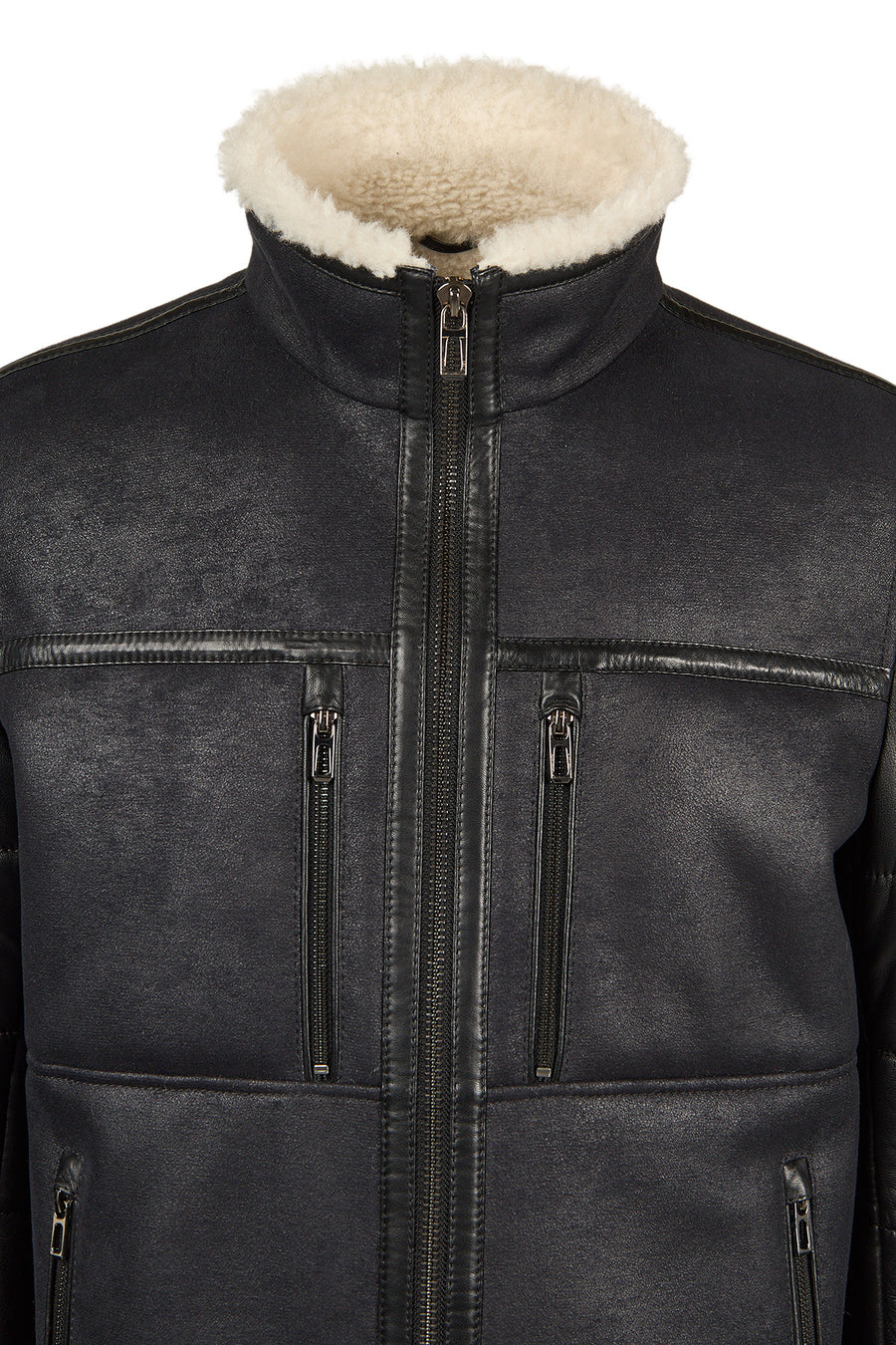 Zermatt Male Black Mandarin Collar Teddy Jacket