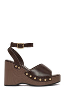 Woman Brown Ankle-Buckle Wedge-Heel Sandals | Derimod