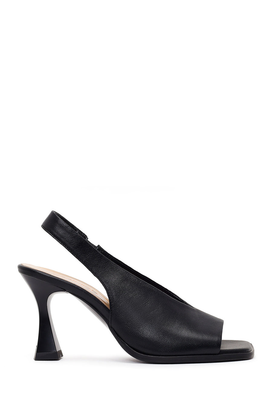 Woman Black Thick-Heeled Leather Sandal 26PFD230518 | Derimod