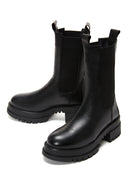 Women's Black Thick Soled Leather Chelsea Boots | Derimod