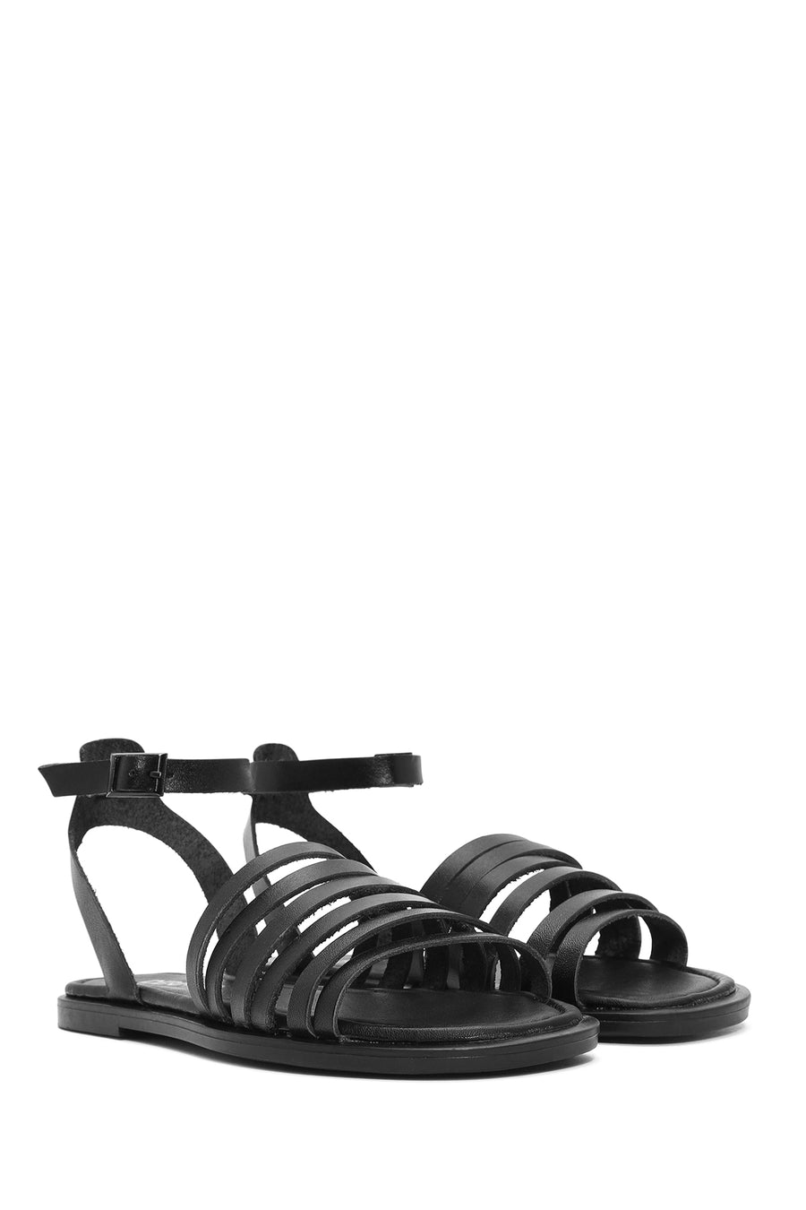 Women's Black Ankle Strap Leather Bodrum Sandals